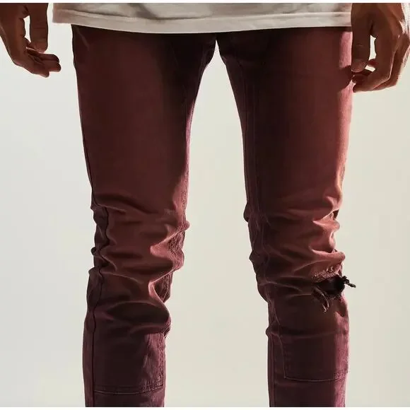 EMBELLISH MENS RIC FLARE DENIM - MAROON - 30  EMBF122-012 - Picture 4 of 6